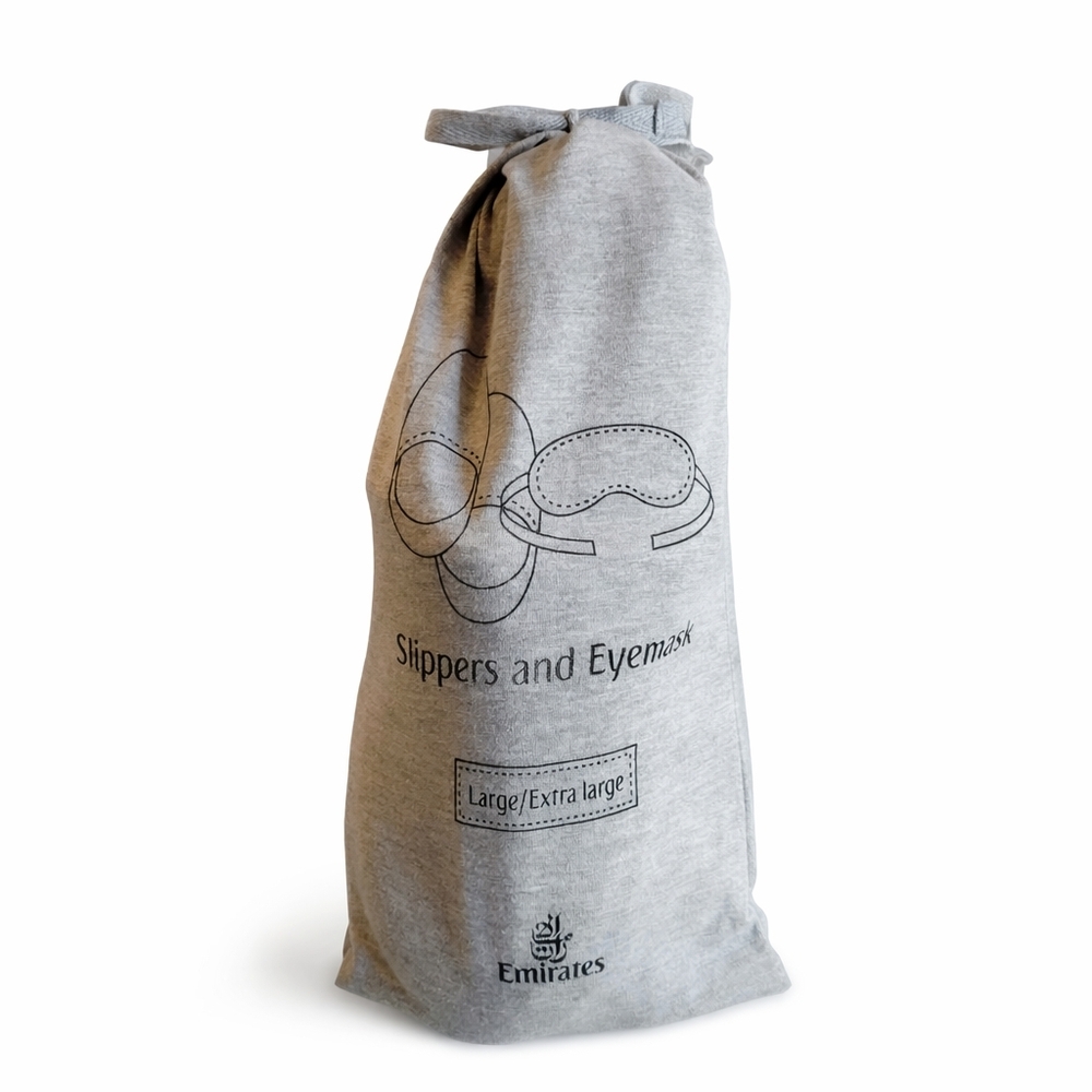 Emirates First Class Slippers & Eye Mask Set – Luxury Travel Amenities (L/XL)